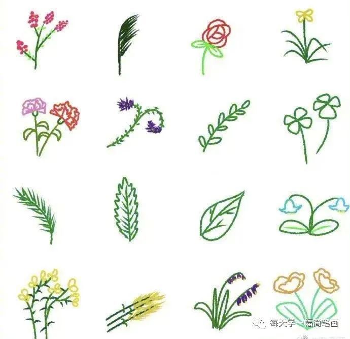 每天学一幅简笔画-144种树木植物的小清新简笔画画法