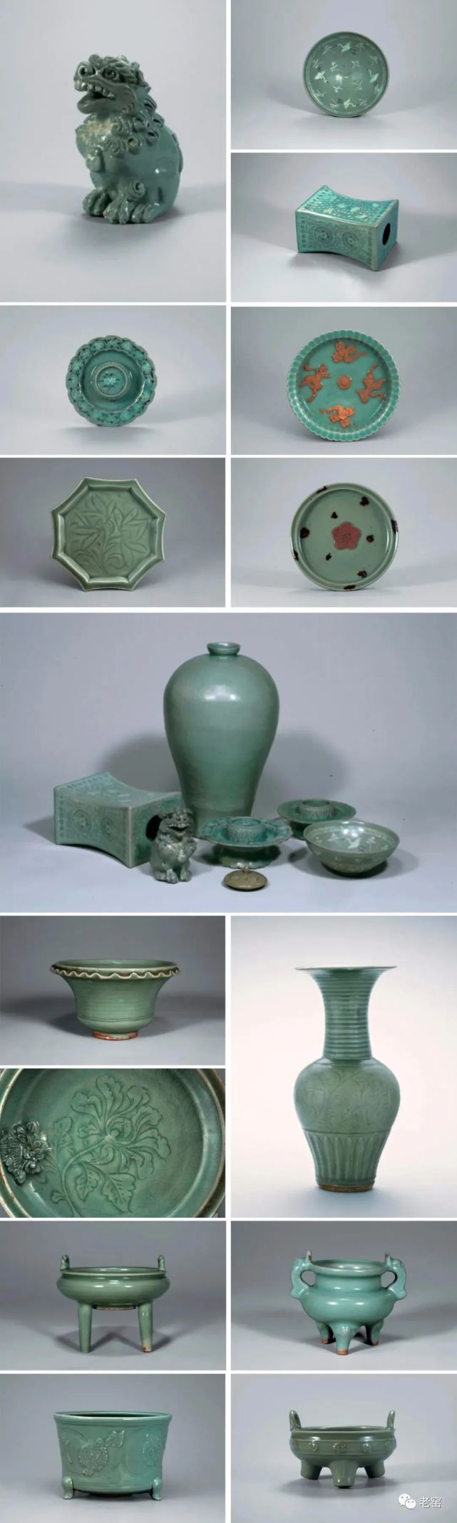 RITAO CHAN専用 徐朝興 龍泉窯 青磁 大花觚尊 台座 共箱付 青磁花生 中国明時代 龍泉窯 伝世 小ホツ1箇所 桐箱 木台 仕服