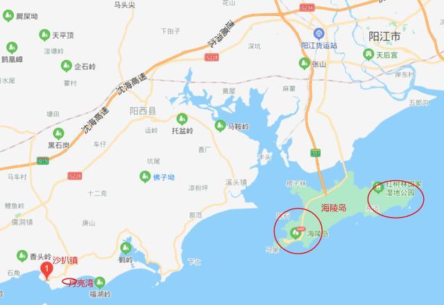 在镇内沿海路边码头或月亮湾海滨都是不错的海景生活地;阳江市粤西