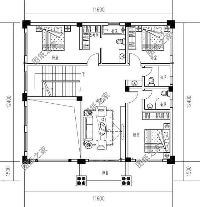 大概在125平左右的三层自建房户型图,回到故乡田园生活也舒适