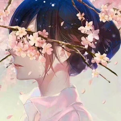 超美的樱花树下情侣头像