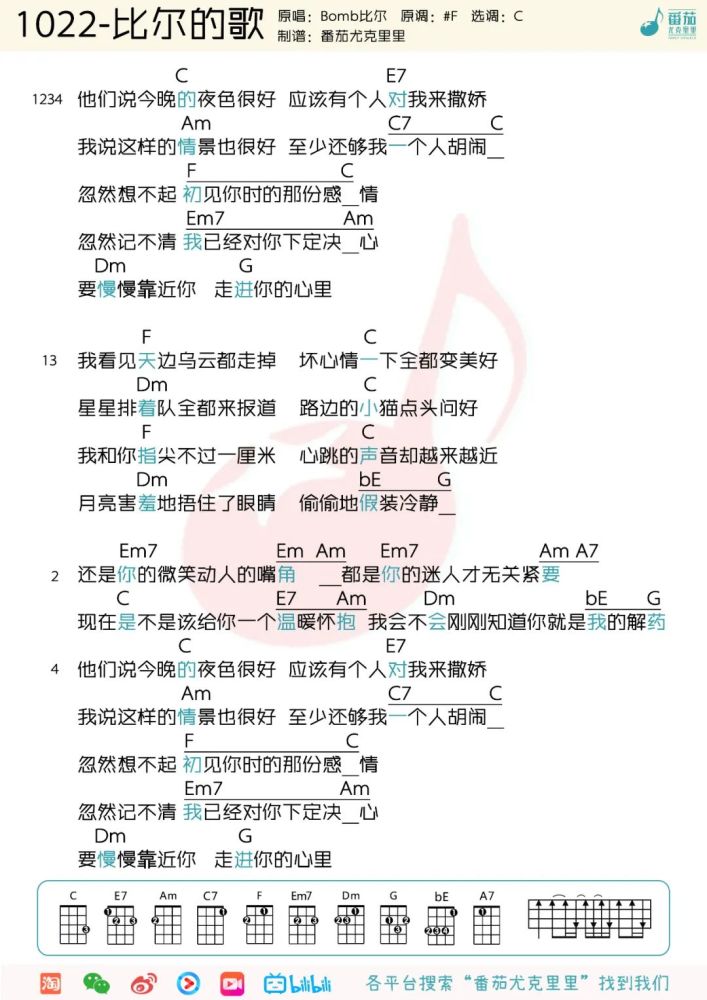 应该有个人对我来撒娇" 1022比尔的歌>尤克里里弹唱教学_腾讯新闻