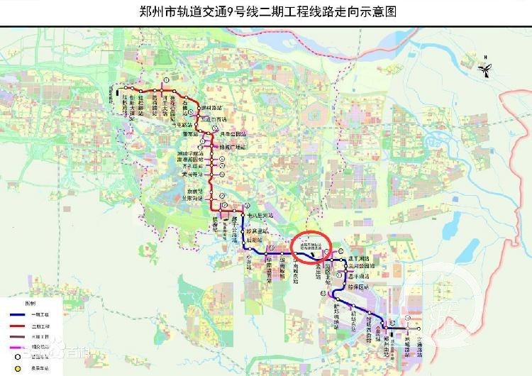 郑州地铁9号线线路走向示意图.