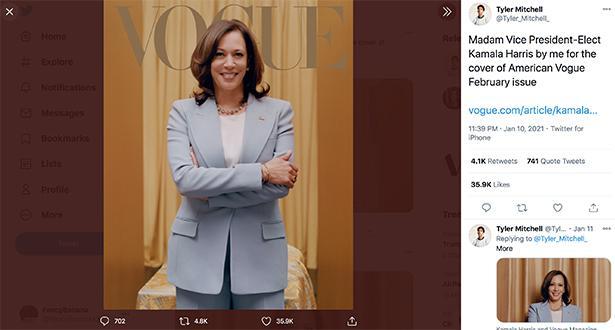 美国当选女副总统登时尚封面,网友批评:全无世界权势女性的气势