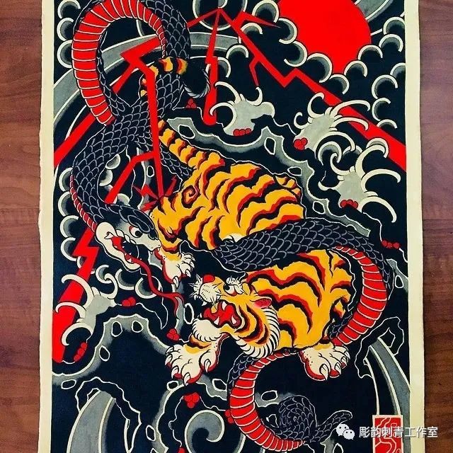 传统老传统纹身刺青版画