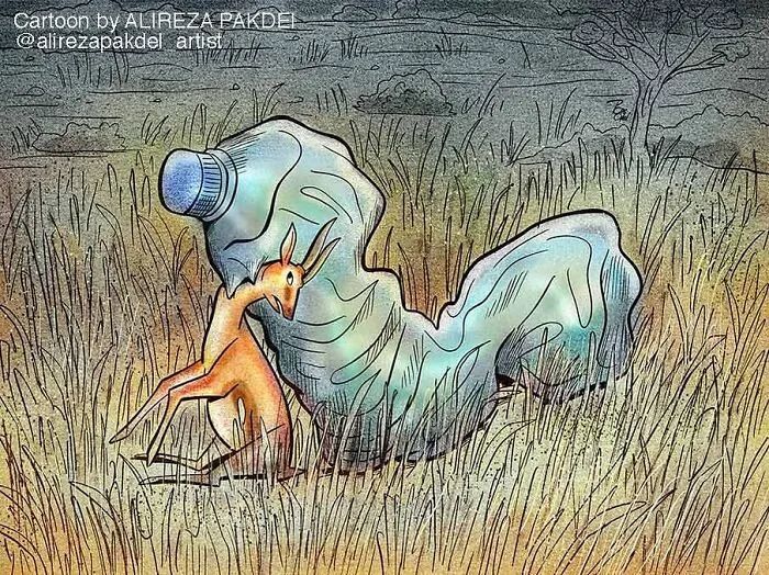 阿里雷扎·帕克德尔的讽刺性插画作品,有一些非常容易理解,只需要看