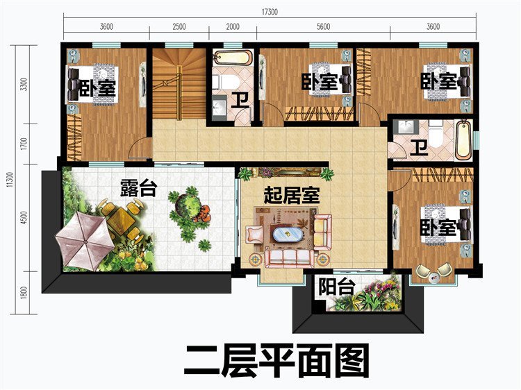 的三款适合农村自建的150平到180平带车库的二层楼设计图以及户型图