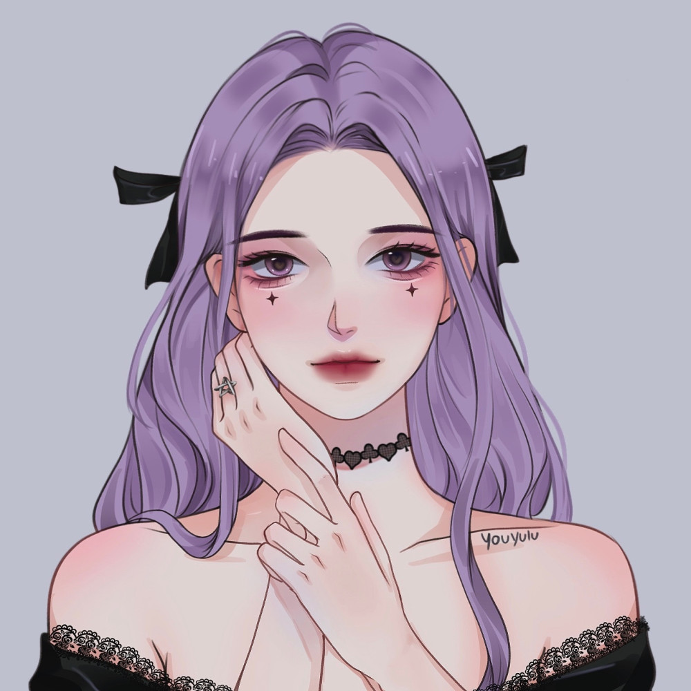 个性的手绘女生头像插画头像女无水印 cr鹿屿游