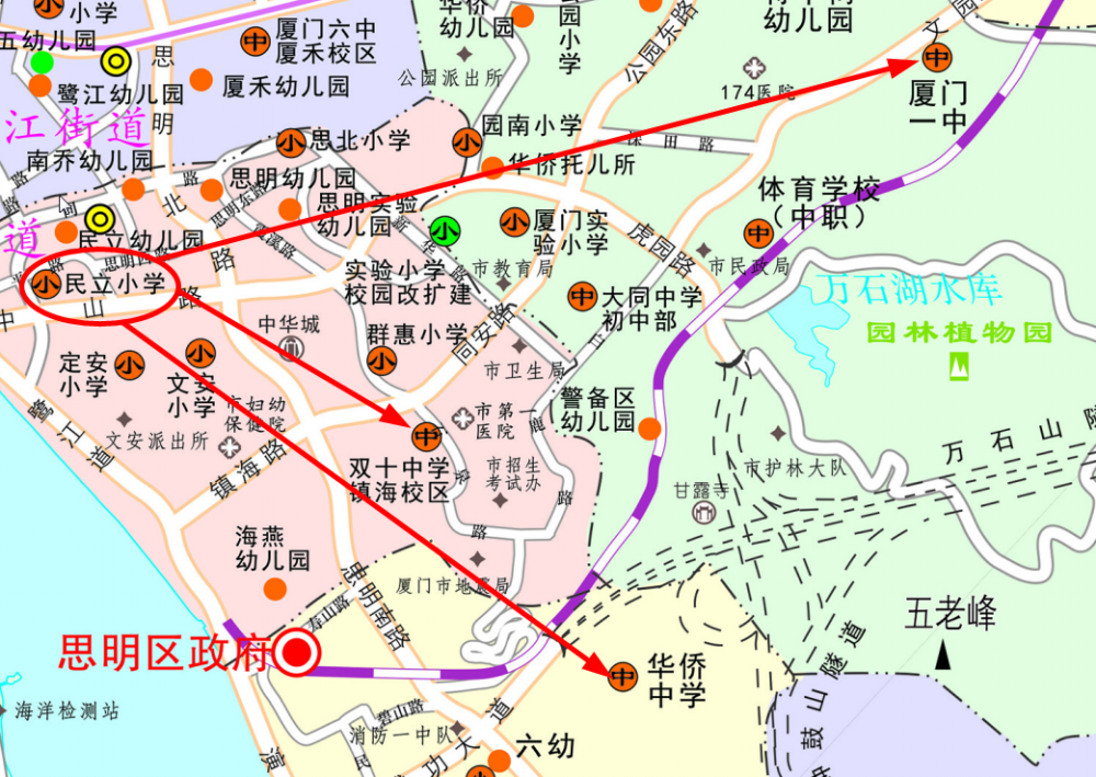 派位初中是华侨中学,厦门一中,双十中学厦门市民立小学:民立小学位于