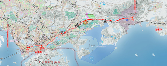 (二)深汕线路起于西丽站,终于深汕站,线路全长129.4公里.