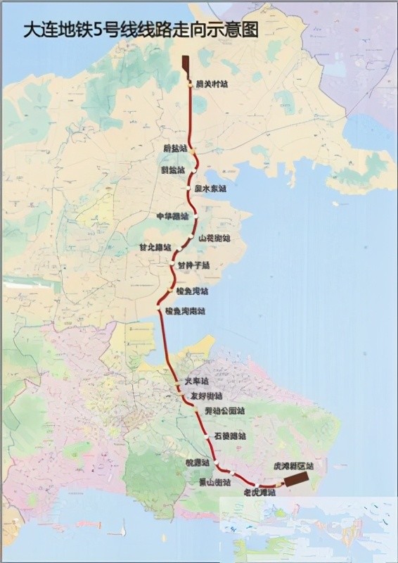 大连地铁5号线全长24.484公里,设车站18座,有7座换乘站