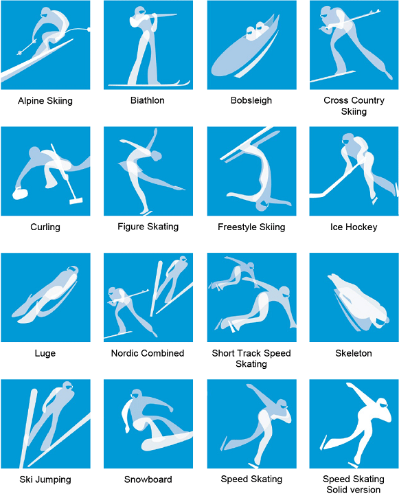 1992年阿尔贝维尔冬奥会体育图标 设计公司:desgrippes & associés