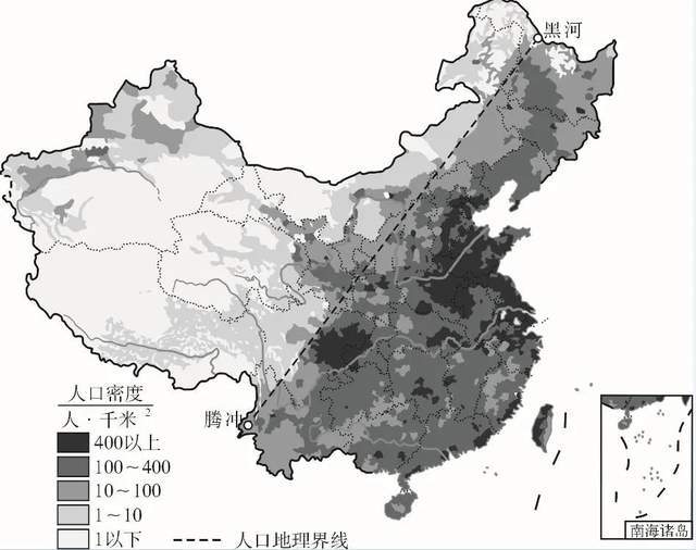 地图人口分界线_中国人口分界线地图