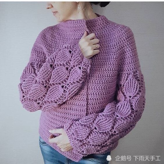叶子立体花样手工编织开衫衣,花样美丽要收藏哦,图解教程