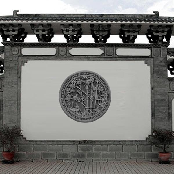 赣州中式庭院四合院景观-砖雕
