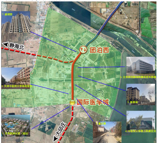 本区段工程均沿团泊大道路中敷设.