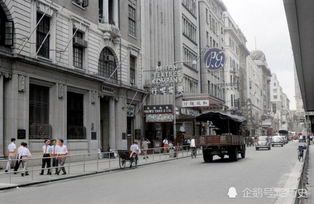 老照片:30年代上海马路上奔驰汽车驰骋,40年代香港美丽街景