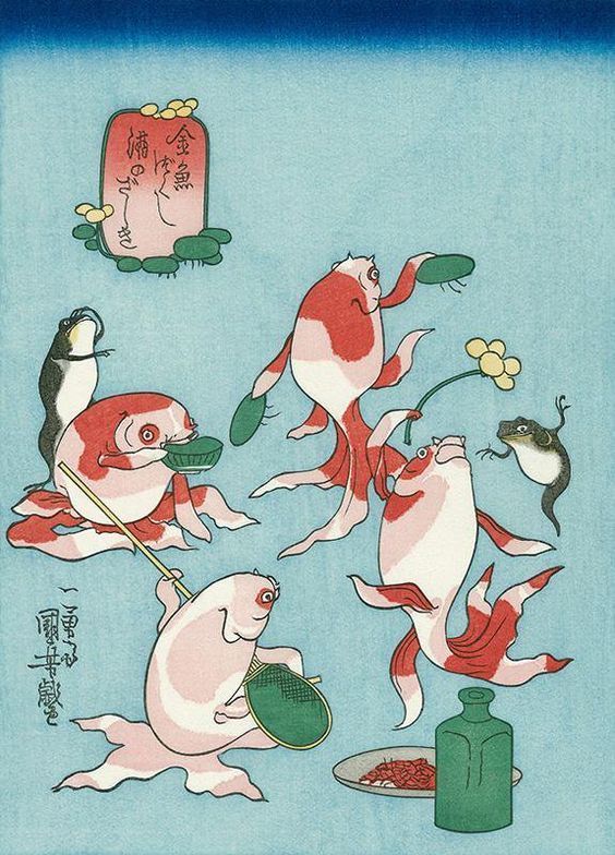 浮世绘|日本画师笔下的拟人锦鲤,总觉得见锦鲤就有好运气!壁纸头像