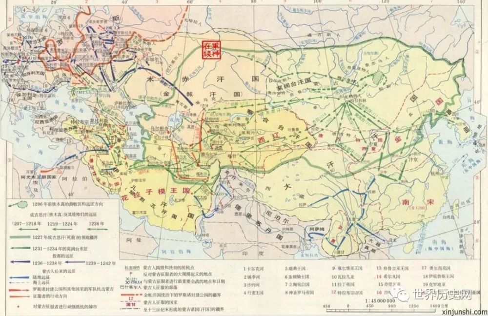 成吉思汗东征西讨50年,建立的蒙古帝国,如今包含了哪些国家?