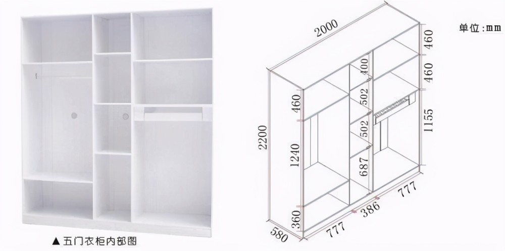 2米宽的衣柜大多属于五门衣柜,如果你的卧室很大,2.