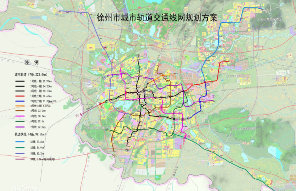 根据规划,徐州市城市轨道交通网线规划由 11条线路组成,包含中心城区7