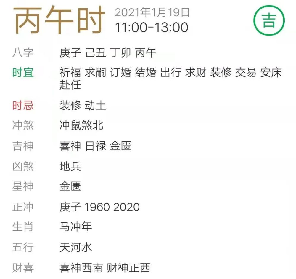 【每日宜忌老黄历】2021年1月19日