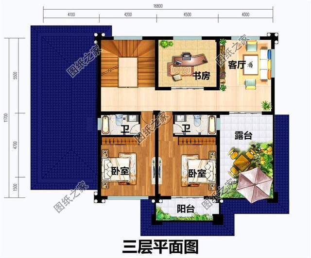 四开间三层别墅设计图,农村建房这样盖超级有面子,太牛了