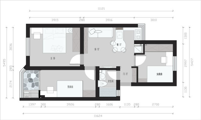 把南京60㎡两居室改成三居室,住起来照样很舒服,晒晒