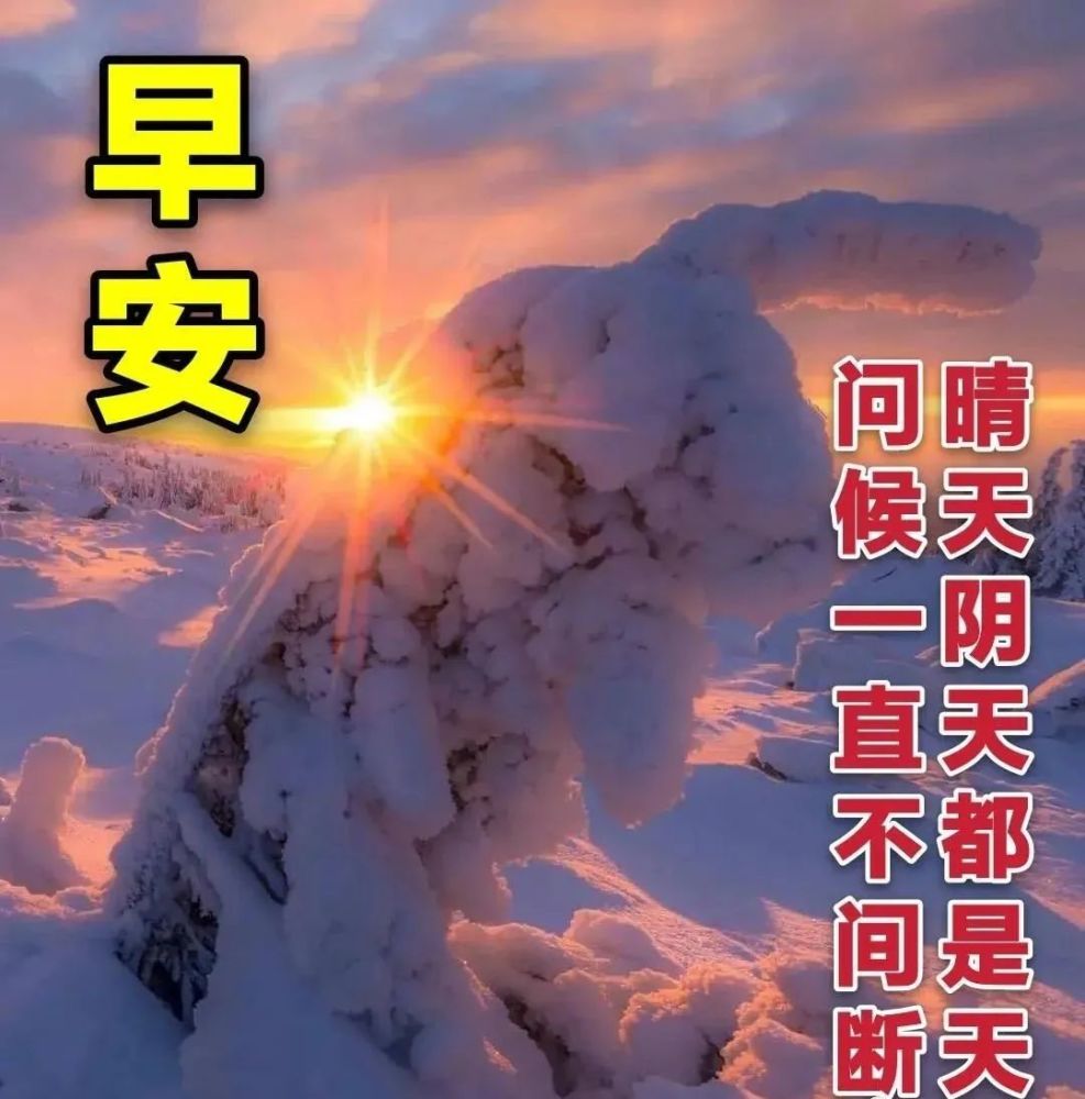 2022年最美冬日雪景早上好图片带字带祝福语2022创意唯美冬天早安问候