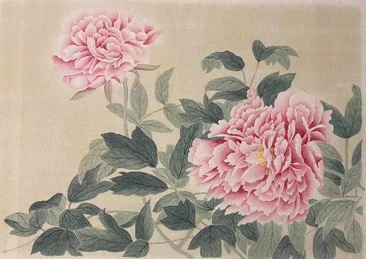 青花鸟集1(2021年 50cmx35cm) 简述:临摹清代画家恽寿平的牡丹