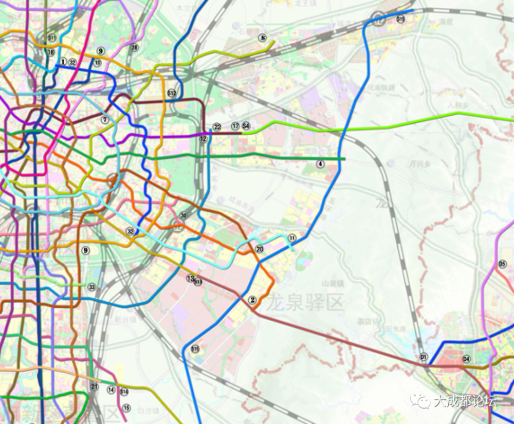 龙泉驿区城市轨道交通规划(包括通往主城区和天府新区