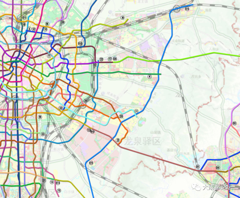 龙泉驿区城市轨道交通规划(包括通往主城区和天府新区,青白江区)