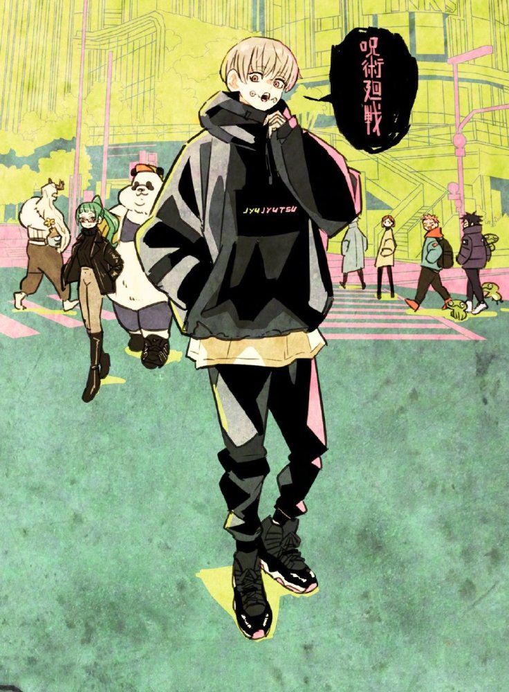 后面是真希和胖达,再往后是花御拿着漏瑚的头,漏瑚:我竟然被玩坏了?