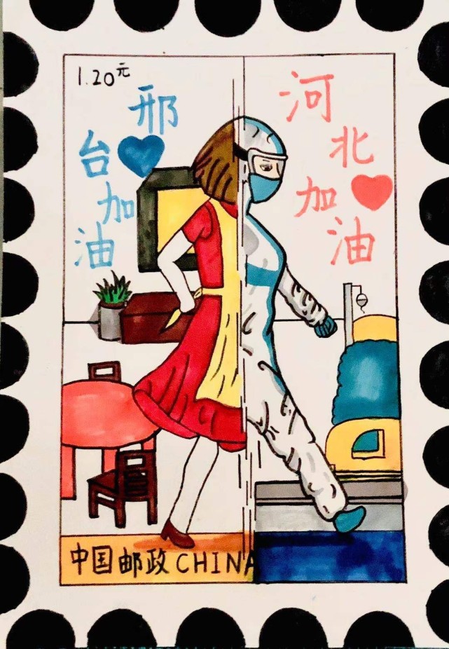 小学生手绘邮票致敬"最美逆行者"