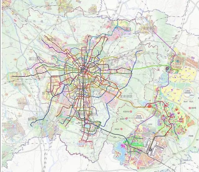 龙泉驿区地铁以东西向线路居多,主要衔接成都市区方向.