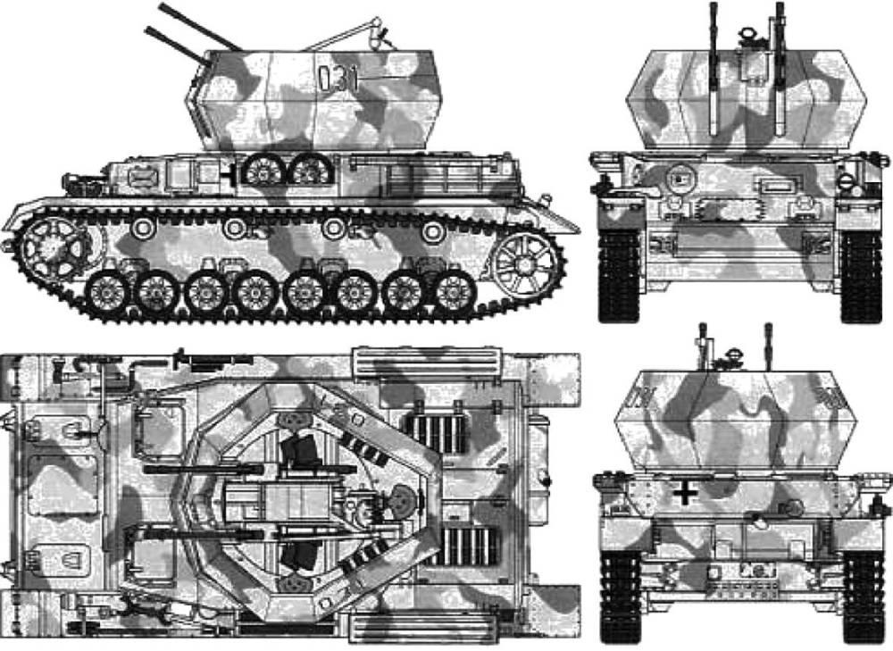 二战德军坦克10-四号"旋风"式防空坦克