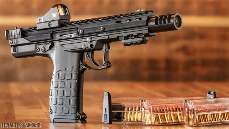 keltec cp33手枪,口径.22 lr,采用获得专利的33发四排弹匣供弹.