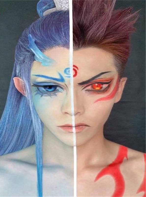 男cos仿妆:"一脸两用",一半哪吒一半敖丙,太惊艳了