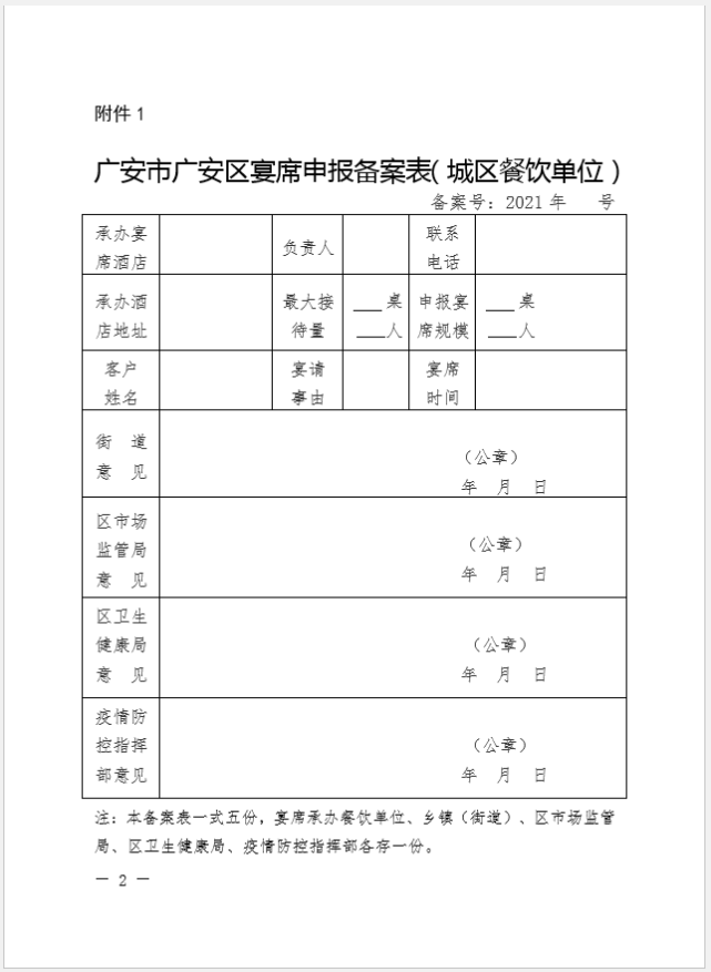 关于城区,农村地区举办宴席疫情防控等问题,广安区发布最新通告