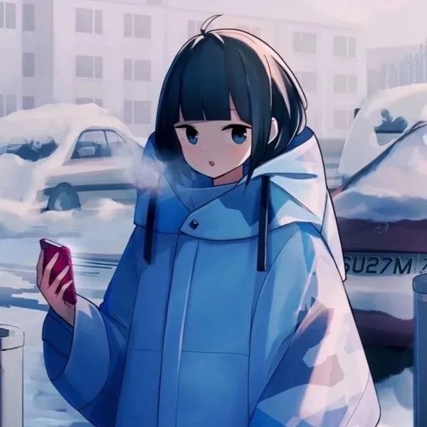 蓝色系超美女生动漫头像