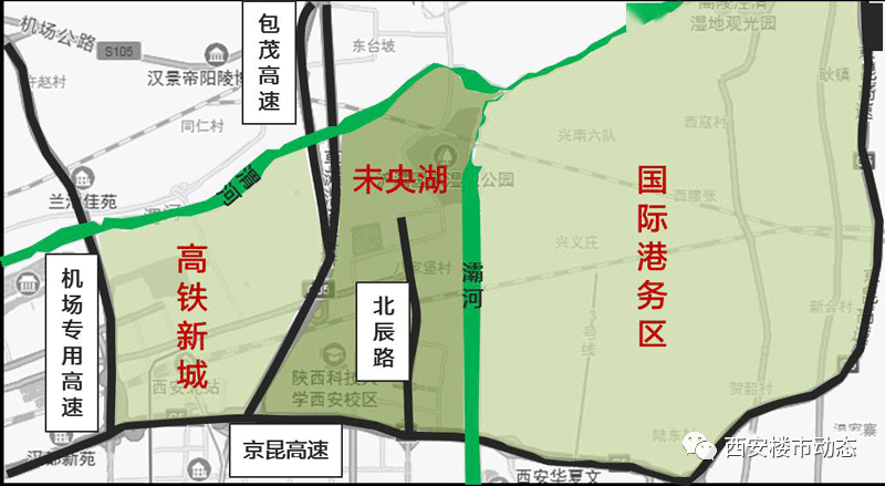 和 10号线呈"十字形"穿越,北辰大道,秦汉大道等,交通便捷.