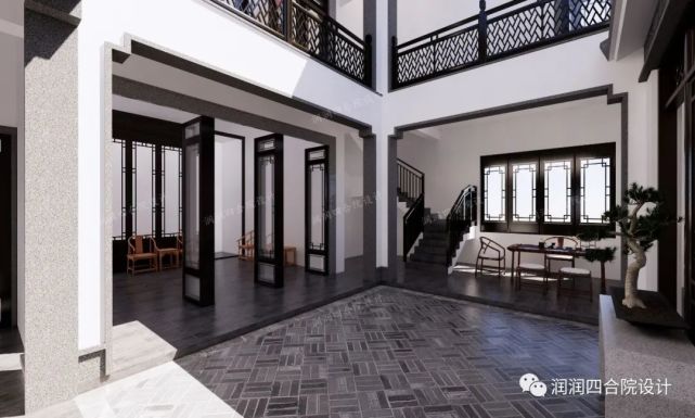 精致小型四合院,面宽12米广东中式四合院别墅——润润
