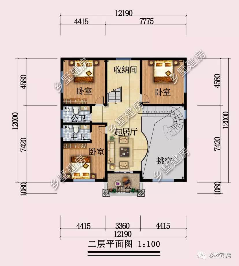 12x12米这样的布局设计,最适合农村生活啦