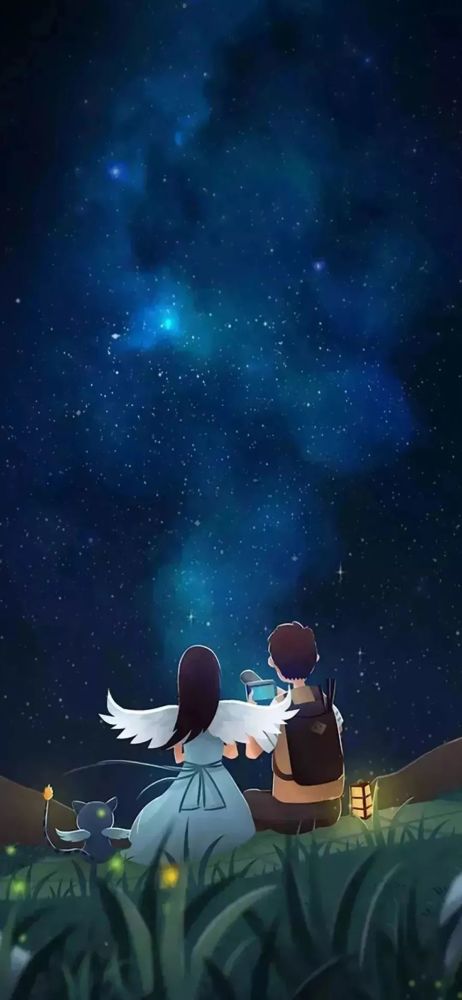 每日美图壁纸欣赏,星空下他和她,就是彼此的天使