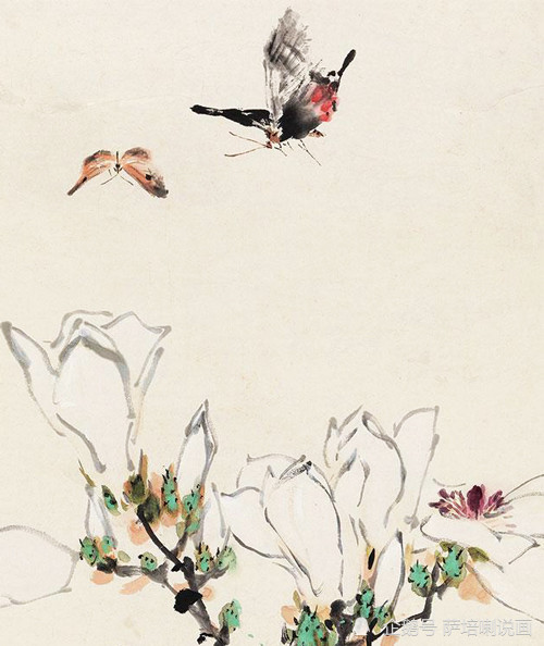 彩蝶闻香来,雨后花更娇,王雪涛绘《蝶恋花》