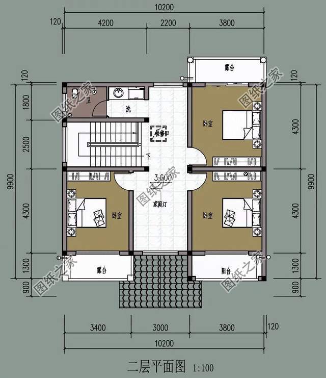 10米×9米自建房图纸,结构工整,布局合理,外观大气可参考