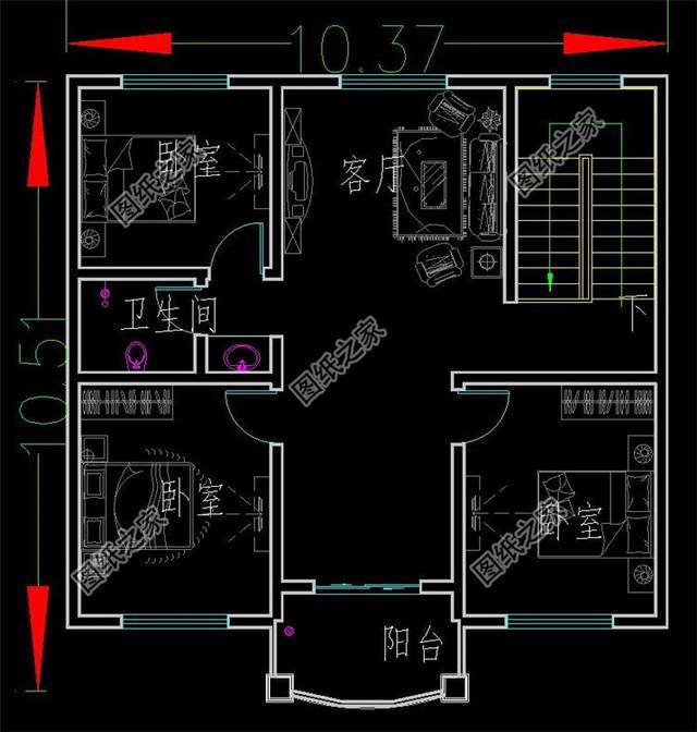 10米×9米自建房图纸,结构工整,布局合理,外观大气可参考