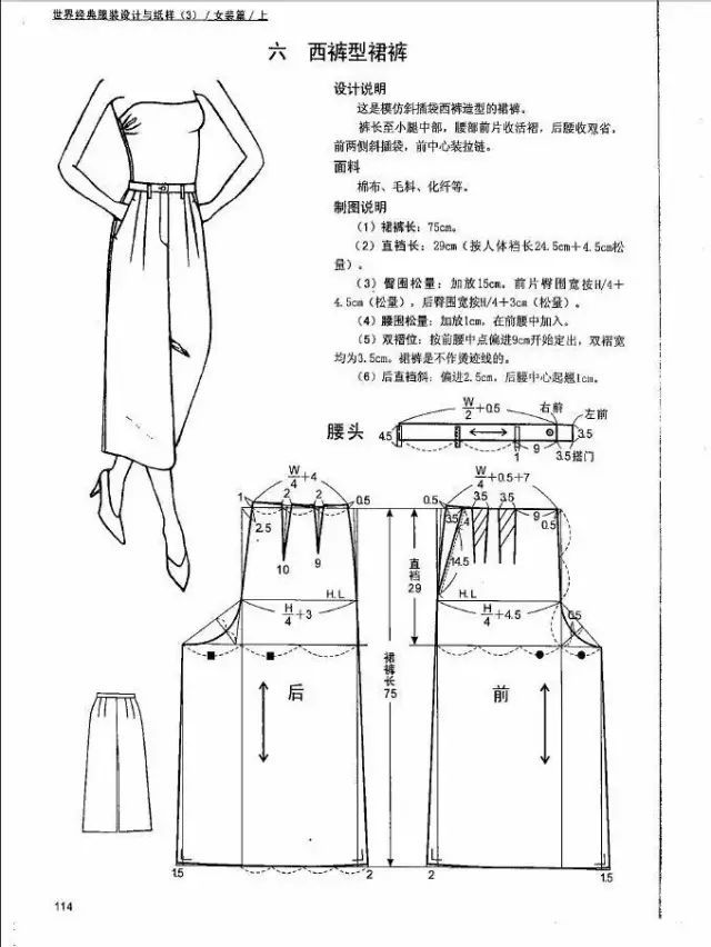 服装设计|12款裙裤的服装制版裁剪图!