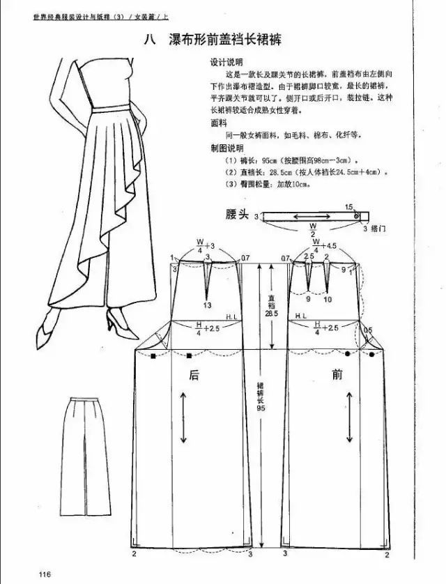 服装设计|12款裙裤的服装制版裁剪图!