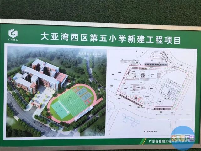 大亚湾新楼盘聚集区航拍大亚湾科技园片区西区第五小学进展